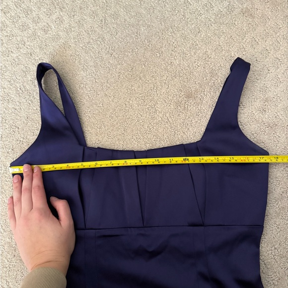 Calvin Klein Deep Blue Navy Satin Midi Bodycon Sleeveless Dress 90s Y2K - Picture 6 of 9